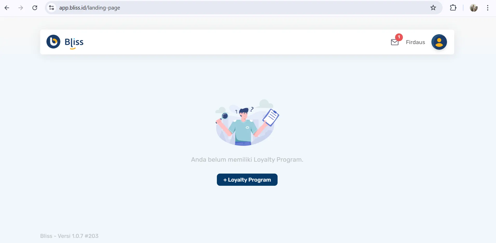 Login dan Log Out akun bliss